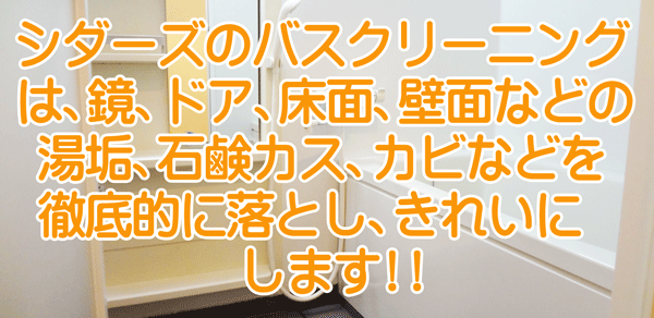 バスクリーニング 神奈川 横浜 川崎 大和市 海老名市 などの浴室クリーニングはシダーズまで!!